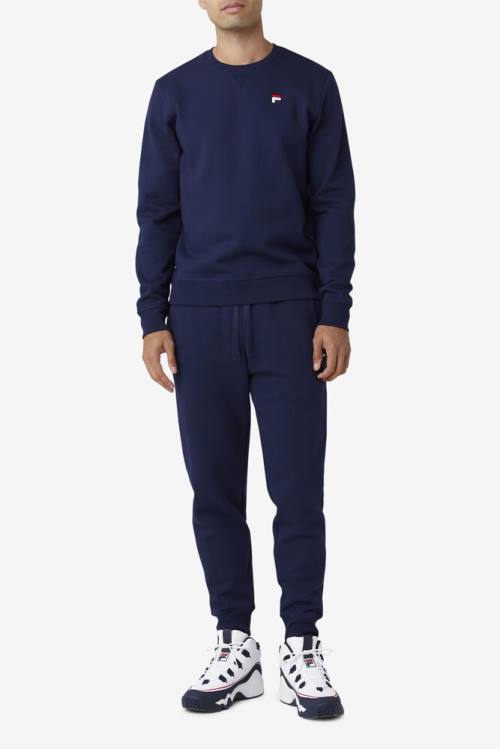 Navy Men's Fila Kieve Sweatshirts | Fila986JW