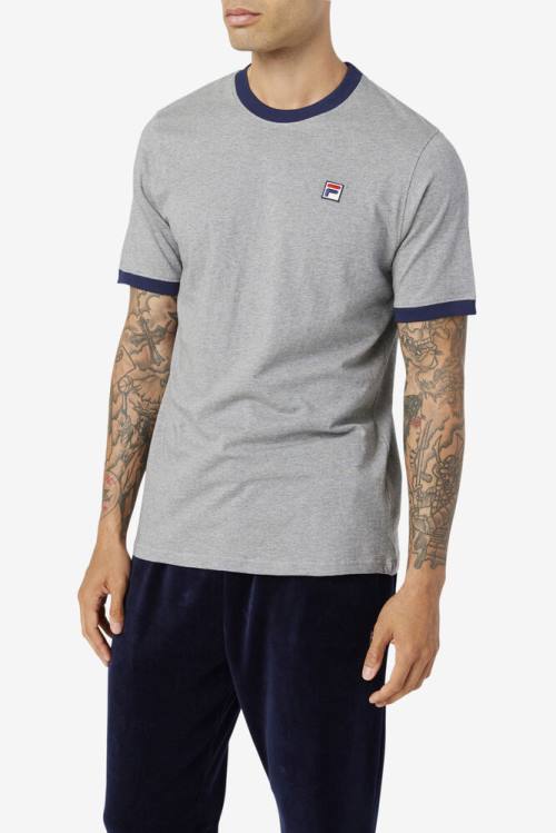 Navy Men's Fila Marconi Ringer Tee T Shirts | Fila649ZQ