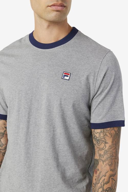 Navy Men's Fila Marconi Ringer Tee T Shirts | Fila649ZQ