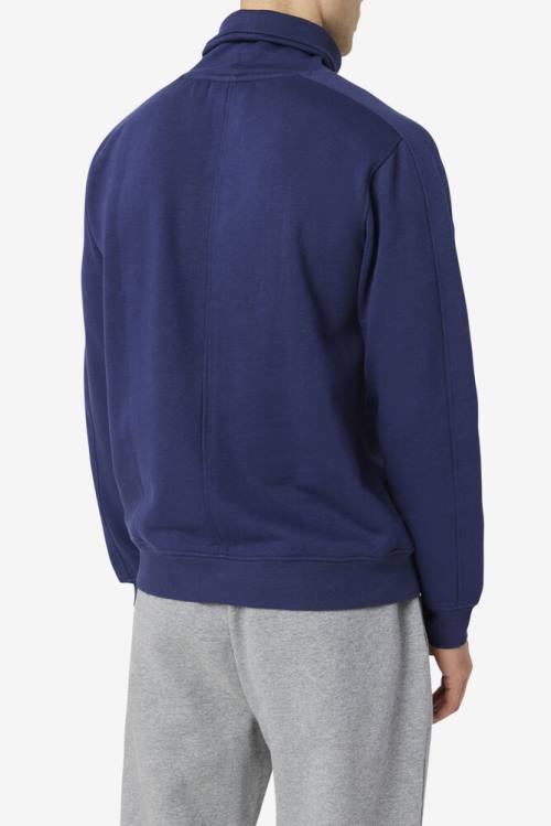 Navy Men's Fila Noah Fleece Turtleneck Sweatshirts | Fila589TI