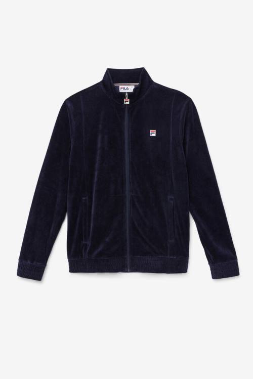 Navy Men\'s Fila O-fit Velour Jackets | Fila573WF