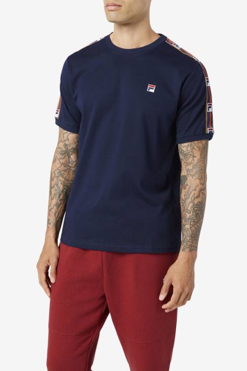 Navy Men's Fila Oliver Tee T Shirts | Fila857LK