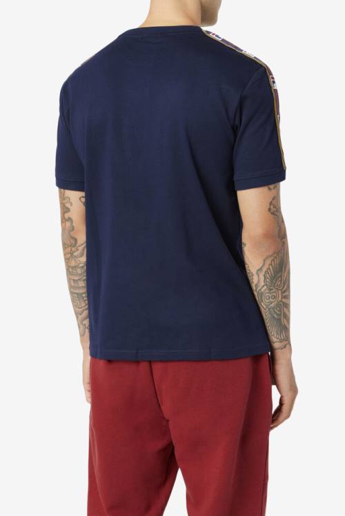 Navy Men's Fila Oliver Tee T Shirts | Fila857LK