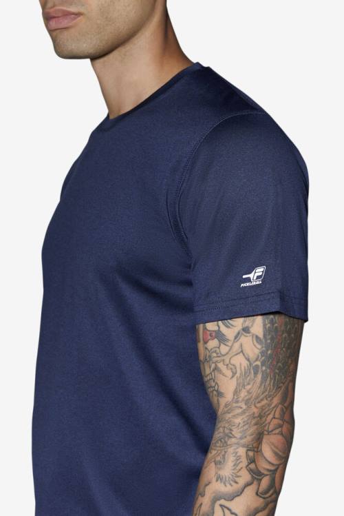 Navy Men's Fila Pickleball Scallop Hem Crew T Shirts | Fila473NR