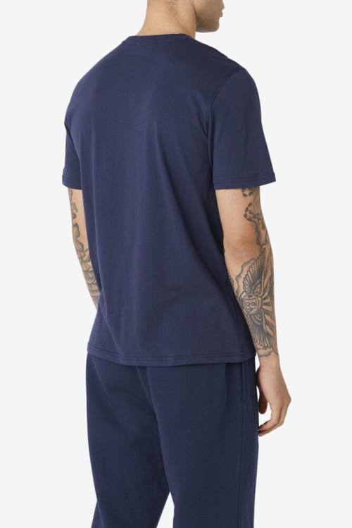 Navy Men's Fila Skylar Tee T Shirts | Fila276IM