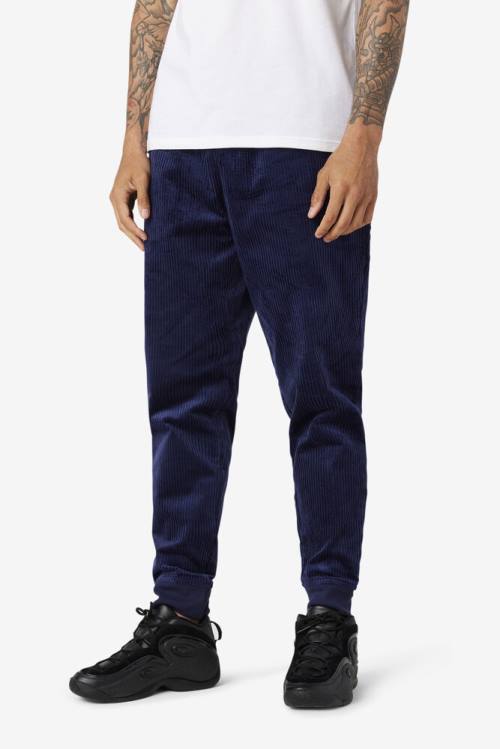 Navy Men's Fila Unnat Cord Joggers Pants | Fila270OC