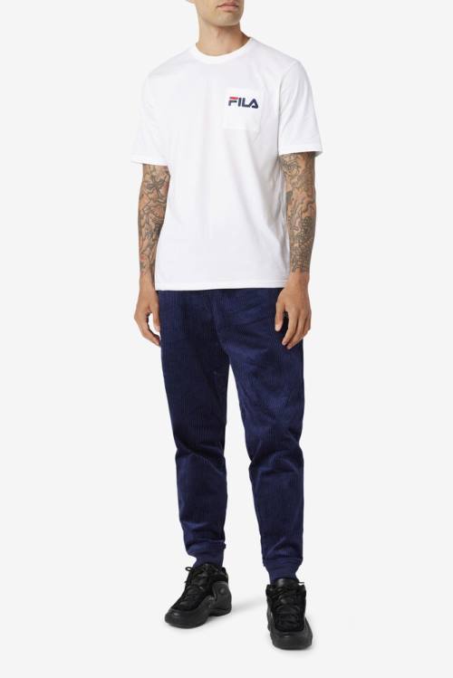 Navy Men's Fila Unnat Cord Joggers Pants | Fila270OC