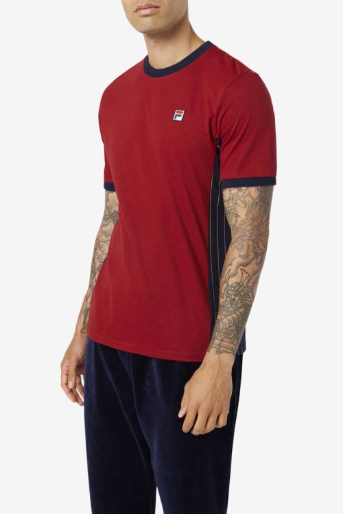 Navy Men's Fila Warner Tee T Shirts | Fila460KE