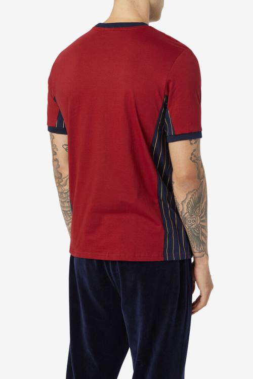 Navy Men's Fila Warner Tee T Shirts | Fila460KE