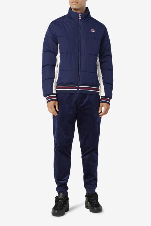 Navy Men's Fila Watson Puffer Jackets | Fila417UF