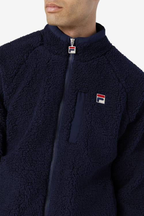 Navy Men's Fila Yuri Jackets | Fila814NX