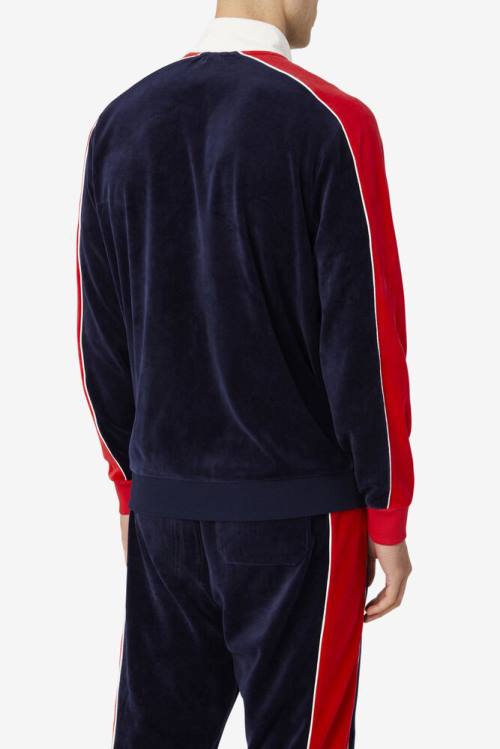 Navy / Red Men's Fila Cima Velour Jackets | Fila182OE