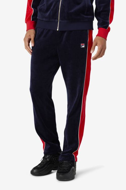 Navy / Red Men's Fila Cima Velour Pants | Fila971VM