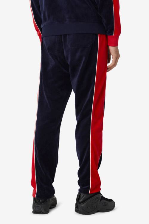 Navy / Red Men's Fila Cima Velour Pants | Fila971VM