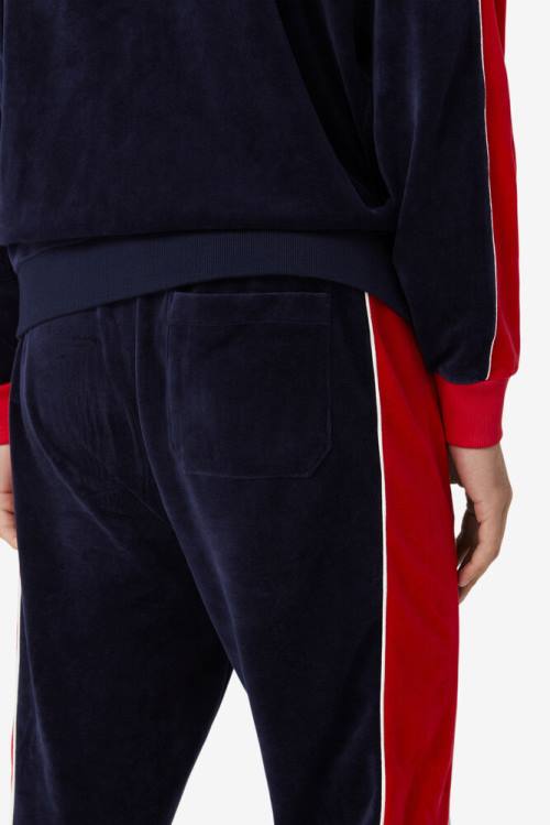 Navy / Red Men's Fila Cima Velour Pants | Fila971VM