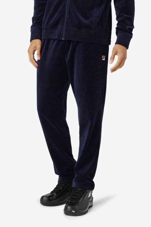 Navy / Red Men's Fila O-fit Velour Pants | Fila309TG