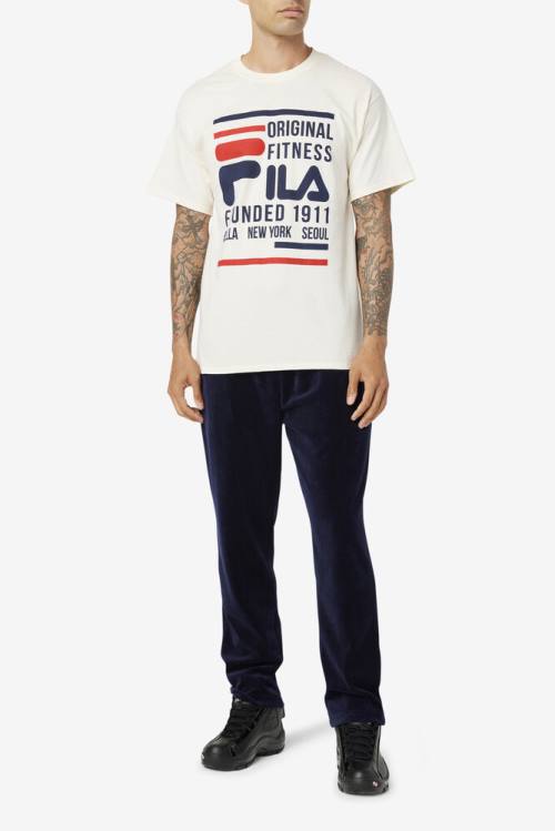 Navy / Red Men's Fila Original Fitness Tee T Shirts | Fila705HE