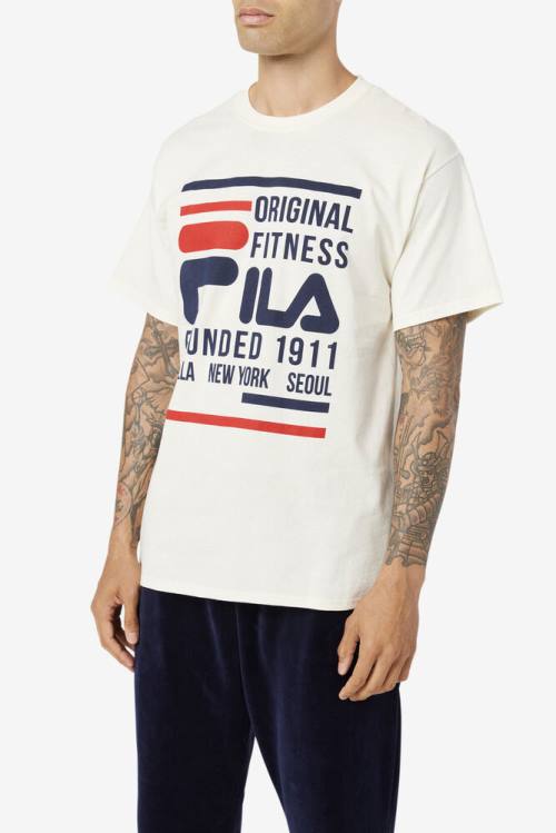 Navy / Red Men's Fila Original Fitness Tee T Shirts | Fila705HE