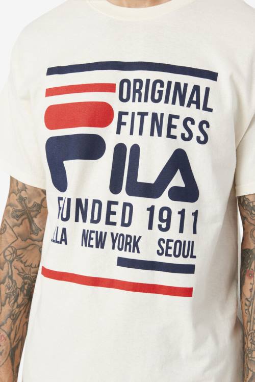 Navy / Red Men's Fila Original Fitness Tee T Shirts | Fila705HE