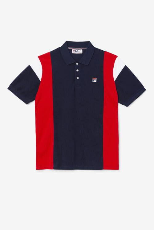 Navy / Red / White Men\'s Fila Astro Terry Polo | Fila702VJ