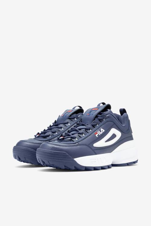 Navy / Red / White Men's Fila Disruptor 2 Premium Sneakers | Fila739BY