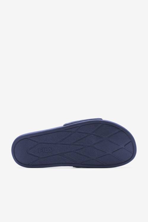 Navy / Red / White Men's Fila Drifter Lux Patchwork Slides | Fila195UP