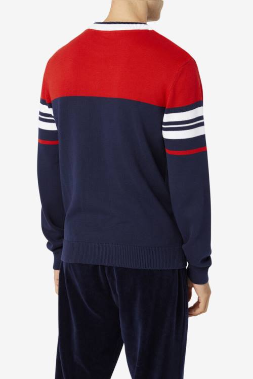 Navy / Red / White Men's Fila Everly Sweatshirts | Fila512HW