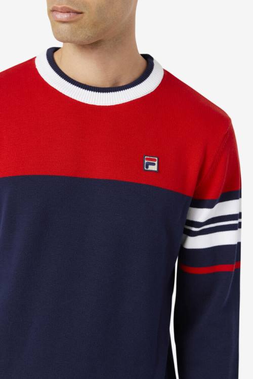 Navy / Red / White Men's Fila Everly Sweatshirts | Fila512HW