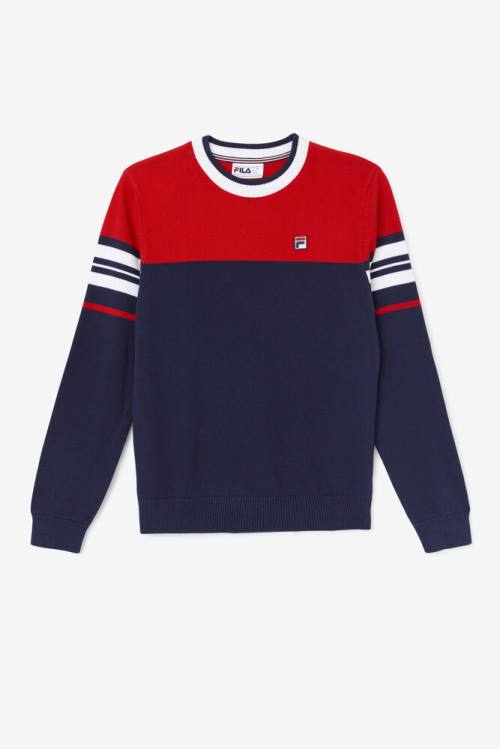 Navy / Red / White Men\'s Fila Everly Sweatshirts | Fila512HW