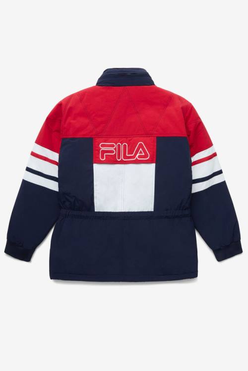 Navy / Red / White Men's Fila Golia Parka Jackets | Fila401TL