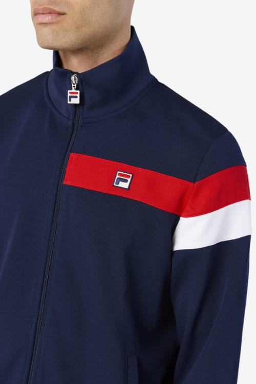 Navy / Red / White Men's Fila Malcolm Track Jackets | Fila945QC