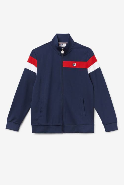 Navy / Red / White Men\'s Fila Malcolm Track Jackets | Fila945QC