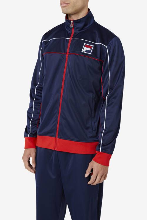 Navy / Red / White Men's Fila Wayan Track Jackets | Fila687GK