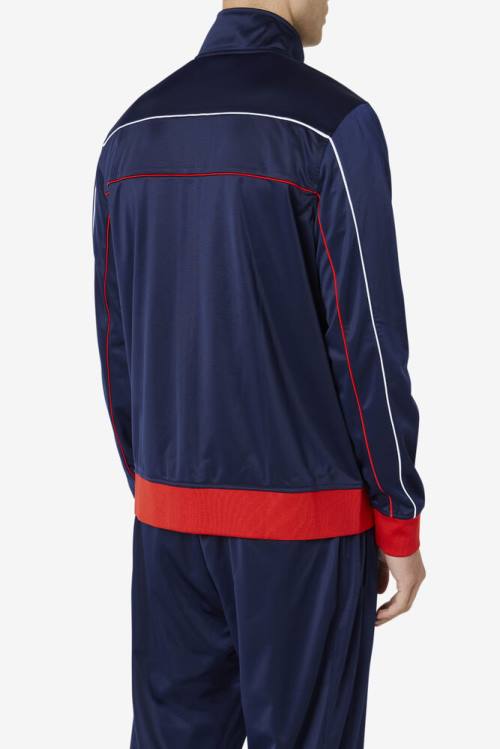 Navy / Red / White Men's Fila Wayan Track Jackets | Fila687GK