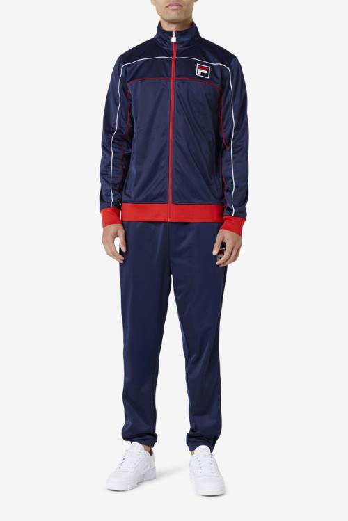 Navy / Red / White Men's Fila Wayan Track Jackets | Fila687GK