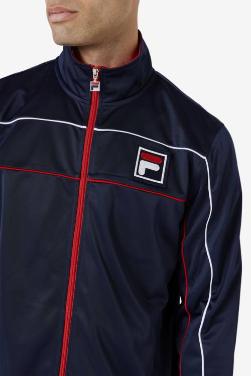 Navy / Red / White Men's Fila Wayan Track Jackets | Fila687GK