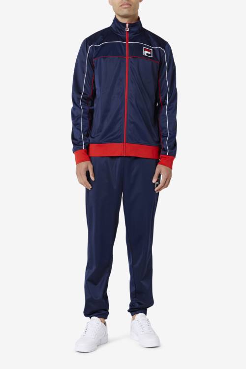 Navy / Red / White Men's Fila Wayan Track Pants | Fila741QA