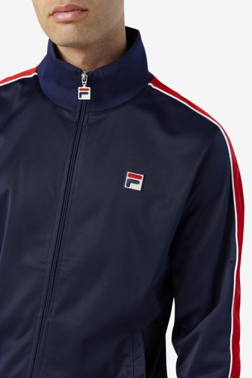 Navy / Red / White Men's Fila Wicks Track Jackets | Fila614JM