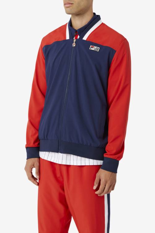 Navy / Red / White Men's Fila X The Museum Track Jackets | Fila217AQ