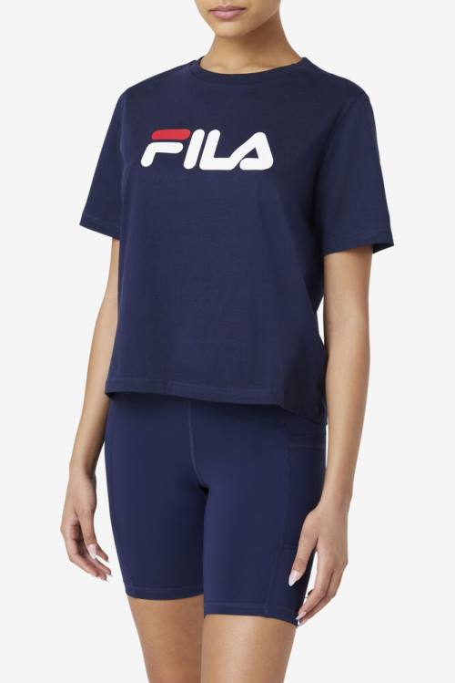 Navy / Red / White Women's Fila Miss Eagle Tee T Shirts | Fila016UQ