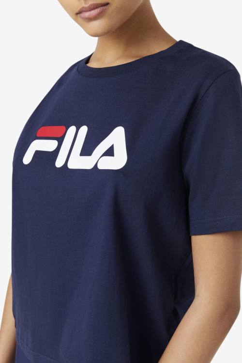 Navy / Red / White Women's Fila Miss Eagle Tee T Shirts | Fila016UQ