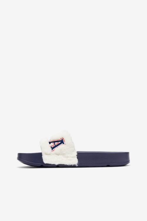 Navy / Red Women's Fila Furry Drifter Collegiate Slides | Fila912BG