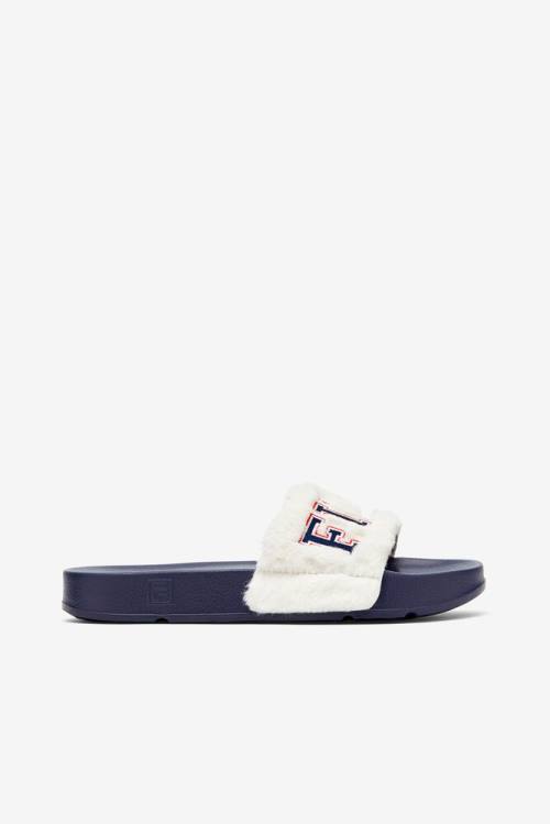 Navy / Red Women\'s Fila Furry Drifter Collegiate Slides | Fila912BG