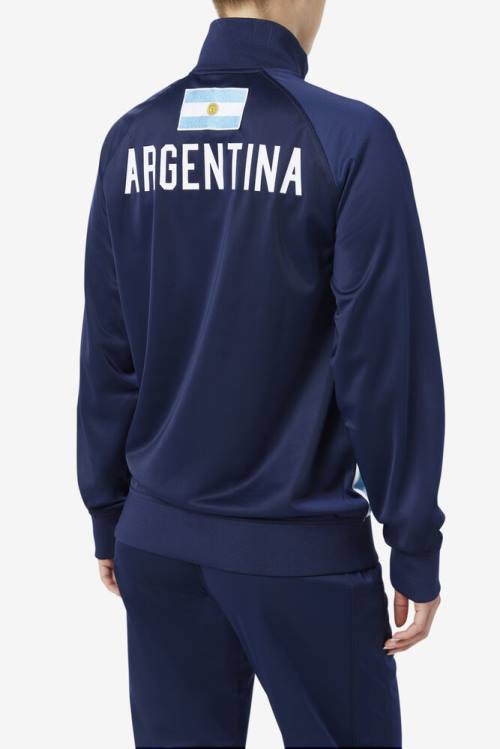 Navy / White Men's Fila Argentina Track Jackets | Fila561QC