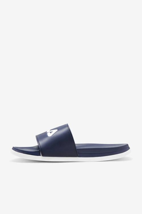 Navy / White Men's Fila Drifter Luxe Slides | Fila745QD