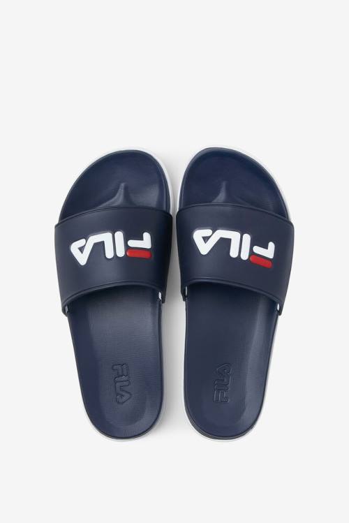 Navy / White Men's Fila Drifter Luxe Slides | Fila745QD