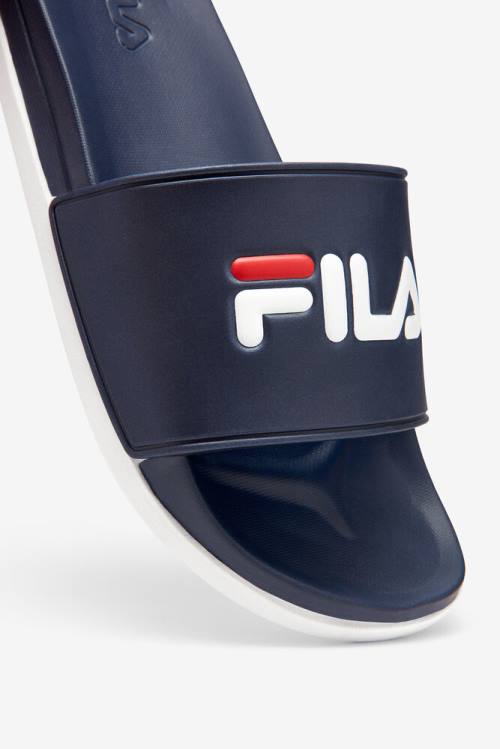 Navy / White Men's Fila Drifter Luxe Slides | Fila745QD