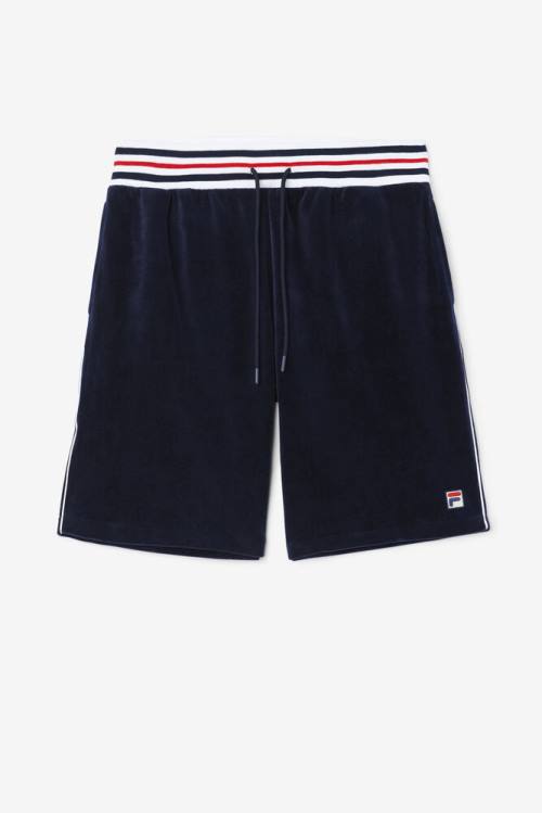 Navy / White Men\'s Fila Estudio Velour Shorts | Fila416JY