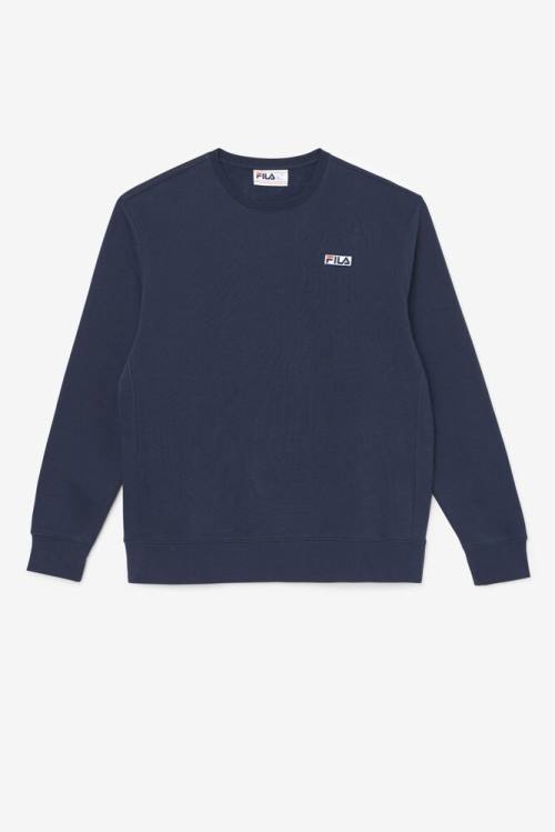 Navy / White Men\'s Fila Garran Crew Sweatshirts | Fila938DP