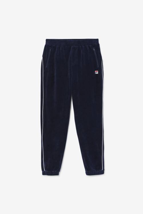 Navy / White Men\'s Fila Lewis Velour Pants | Fila037ZN